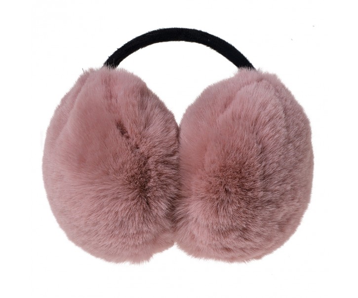 Tmavě růžové chlupaté klapky na uši - Ø 13 cm