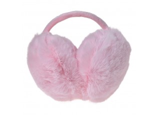 Růžové chlupaté klapky na uši - Ø 13 cm