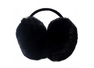 Černé chlupaté klapky na uši - Ø 13 cm