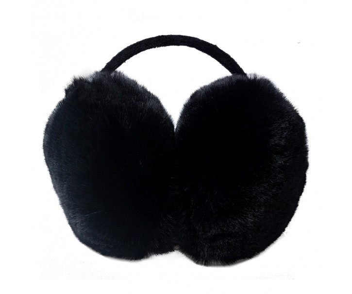 Černé chlupaté klapky na uši - Ø 13 cm