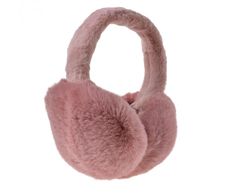 Tmavě růžové skládací chlupaté klapky na uši - Ø 13cm - one size