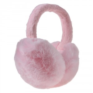 Světle růžové skládací chlupaté klapky na uši - Ø 13cm - one size