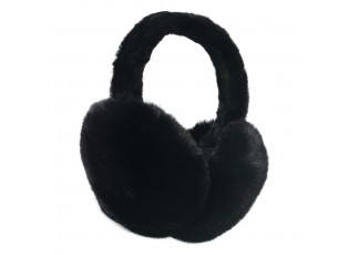 Černé skládací chlupaté klapky na uši - Ø 13cm - one size