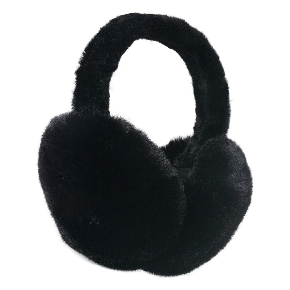 Černé skládací chlupaté klapky na uši - Ø 13cm - one size Clayre & Eef