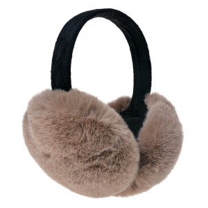 Hnědé skládací chlupaté klapky na uši - Ø 14cm - one size
