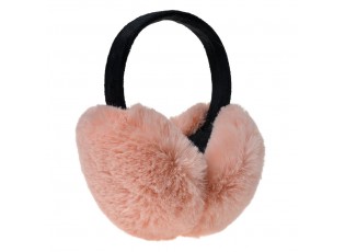 Lososově růžové skládací chlupaté klapky na uši - Ø 14cm - one size