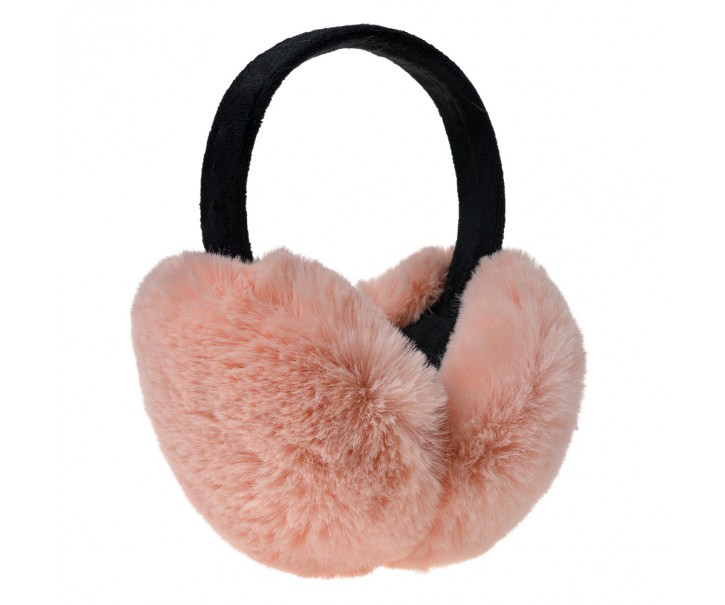Lososově růžové skládací chlupaté klapky na uši - Ø 14cm - one size