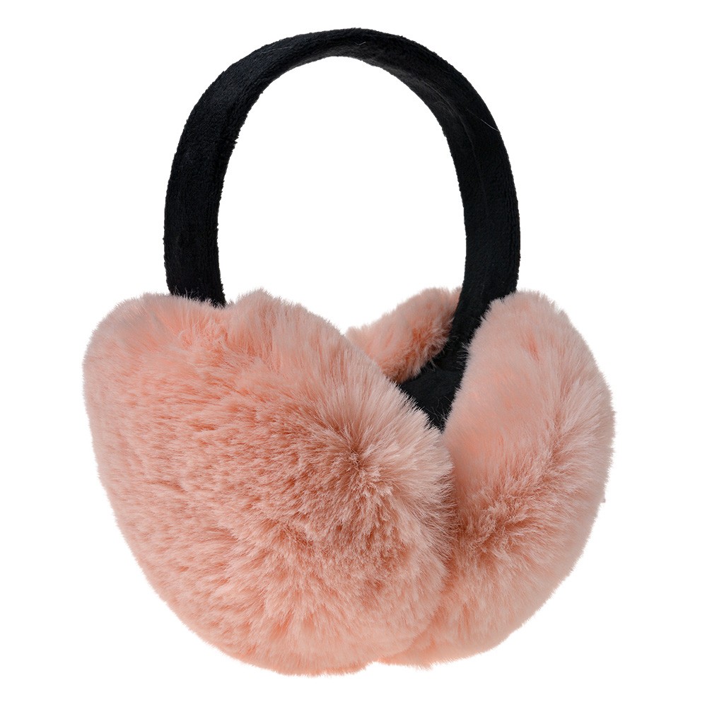 Lososově růžové skládací chlupaté klapky na uši - Ø 14cm - one size Clayre & Eef