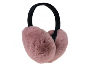 Tmavě růžové skládací chlupaté klapky na uši - Ø 14cm - one size