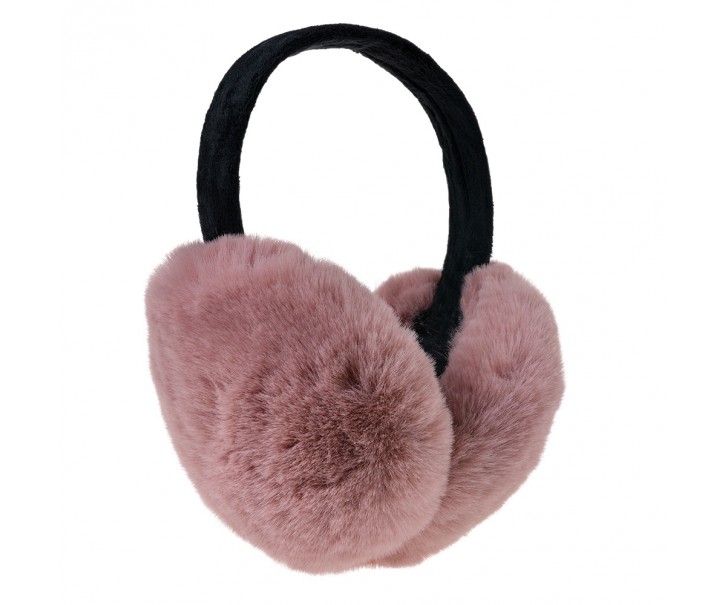 Tmavě růžové skládací chlupaté klapky na uši - Ø 14cm - one size