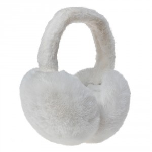 Bílé skládací chlupaté klapky na uši - Ø 13cm - one size