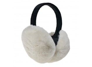 Bílé skládací chlupaté klapky na uši - Ø 14cm - one size