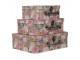 Set 3 ks úložných růžových kufříků s květy - 30*22*10/25*19*9/20*16*8 cm