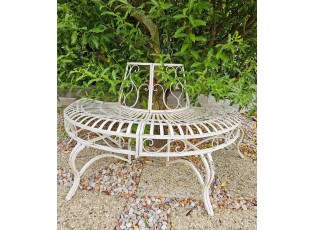Béžová antik zahradní lavice kolem stromu Trea - 139*49*78 cm