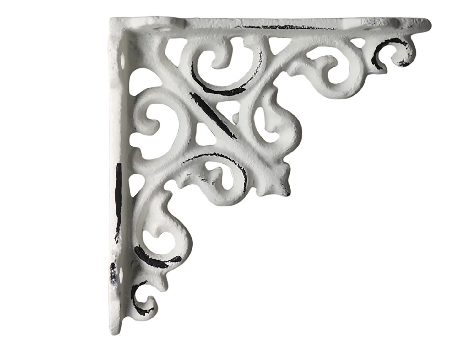 Krémová litinová konzole s ornamentem - 10*3,5*10cm Chic Antique