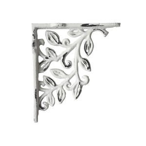 Krémová litinová konzole s lístky - 14*2*12cm