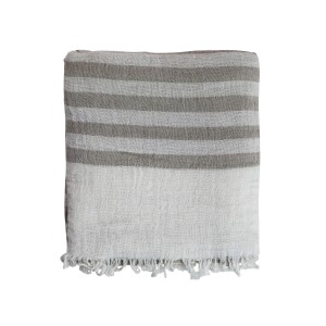 Béžovo - taupe pruhovaný pléd s třásněmi Stripes - 130*170 cm