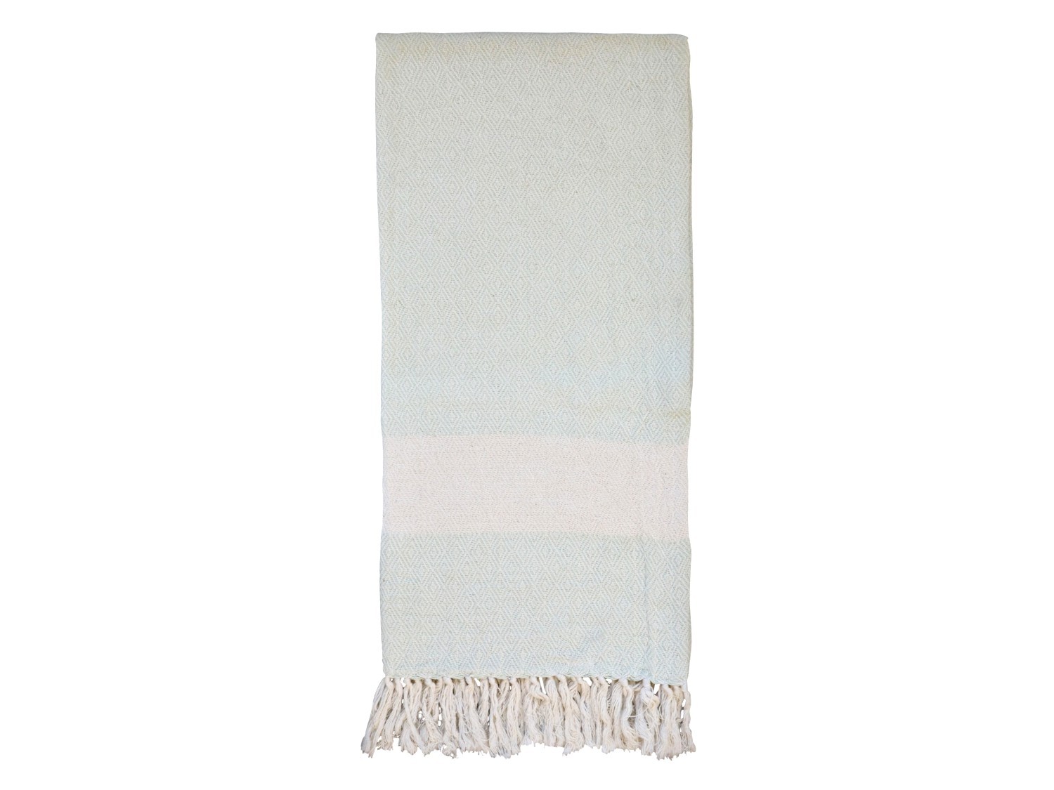 Pastelkově zelený slabounký bavlněný ručník / osuška s třásněmi Hammam - 90*180 cm Chic Antique
