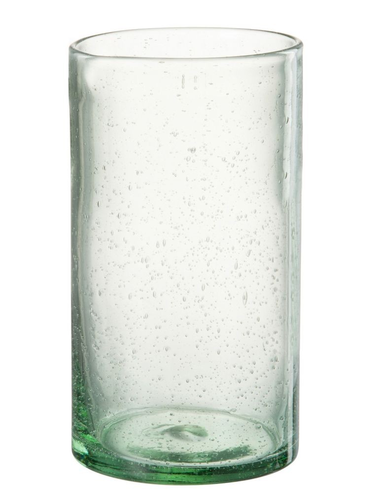 Zelená sklenička na vodu s bublinkami Long Drink Lisboa green - Ø8*13cm / 500ml J-Line by Jolipa