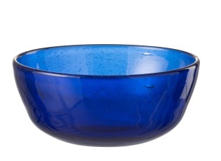 Modrá skleněná miska s bublinkami Lisboa Blue - Ø15*6cm / 630ml