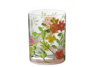 Sklenička na vou s barevnými květy Floral glass - Ø8*10cm / 280ml