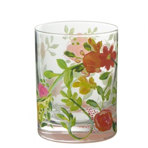 Sklenička na vou s barevnými květy Floral glass - Ø8*10cm / 280ml