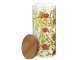 Skleněná dóza na potraviny s dřevěným víčkem a květy Floral glass - Ø10*23cm / 1400ml