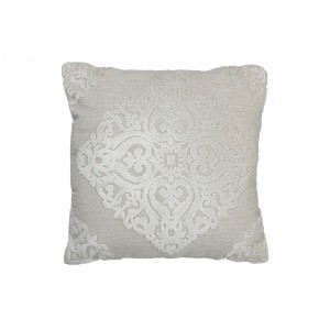 Bílý sametový polšář s ornamentem a výplní Vende - 44*44cm