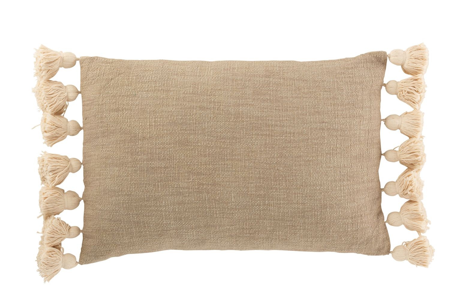 Taupe polštář se střapci a výplní Pompom - 50*35cm