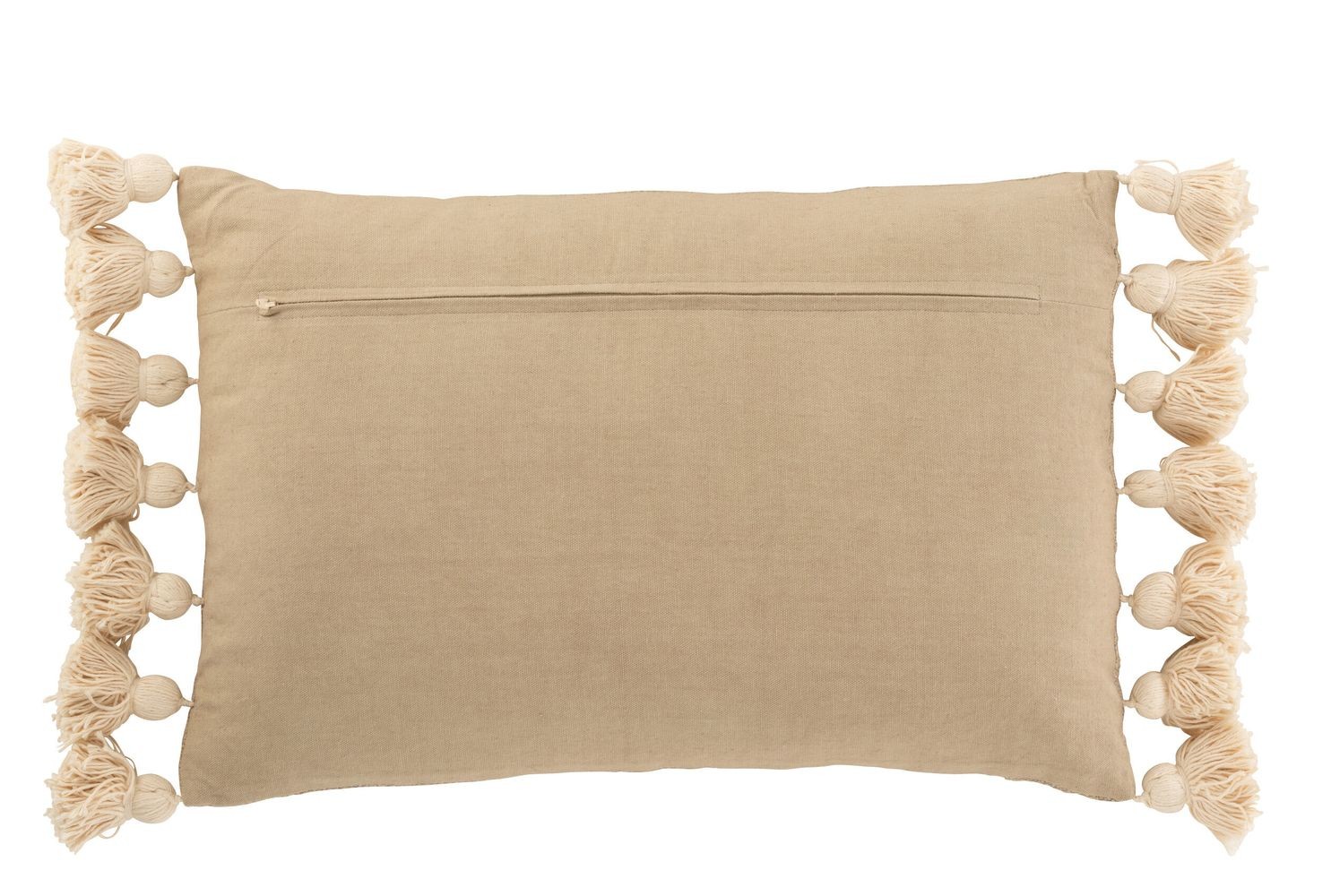 Taupe polštář se střapci a výplní Pompom - 50*35cm