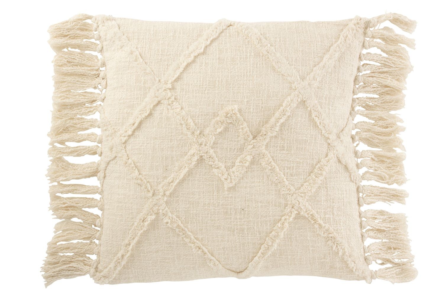 Béžový polštář s třásněmi a výplní Rhombus - 50*50cm