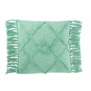 Tyrkysový polštář s třásněmi a výplní Rhombus - 50*50cm