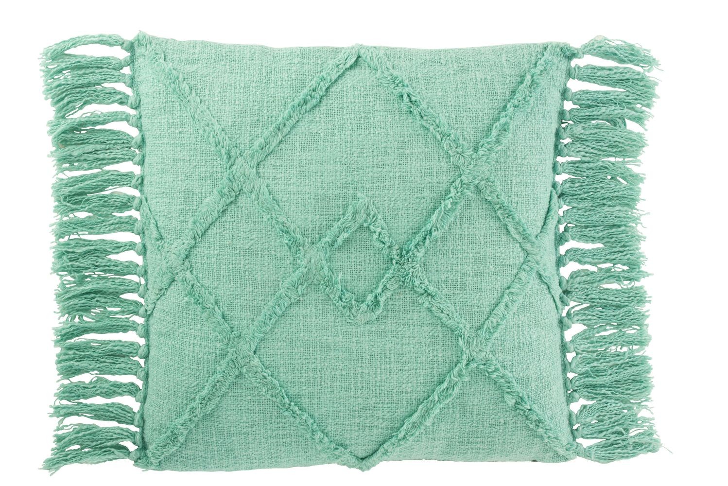 Tyrkysový polštář s třásněmi a výplní Rhombus - 50*50cm