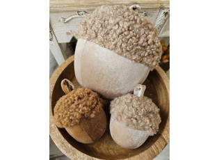 Béžový plyšový dekorační žalud Acorn beige - Ø 20*24cm