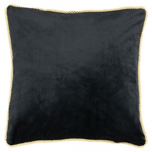 Černý sametový polštář obšitý krouceným zlatým provázkem Velvet black - 45*10*45cm