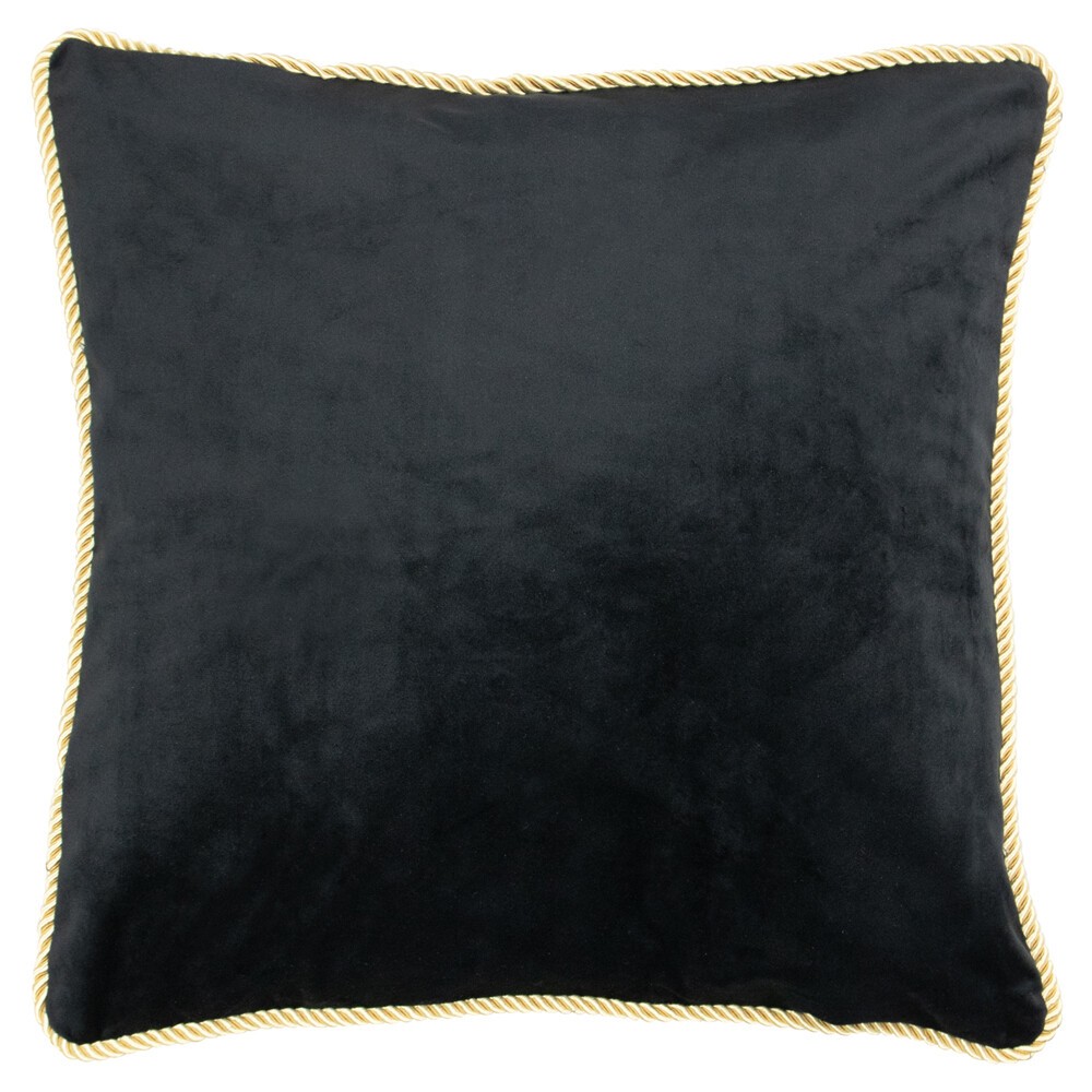 Černý sametový polštář obšitý krouceným zlatým provázkem Velvet black - 45*10*45cm