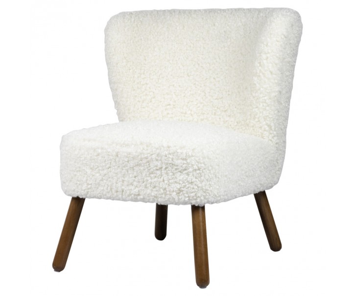 Bílé plyšové designové křeslo Curly Teddy - 60*72*74cm 