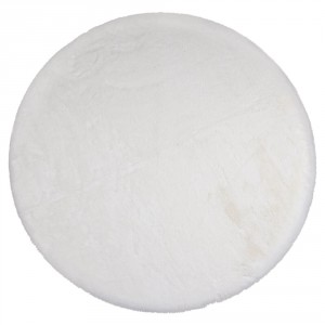 Bílý plyšový měkoučký kulatý koberec Soft Teddy White Off - Ø 120cm 