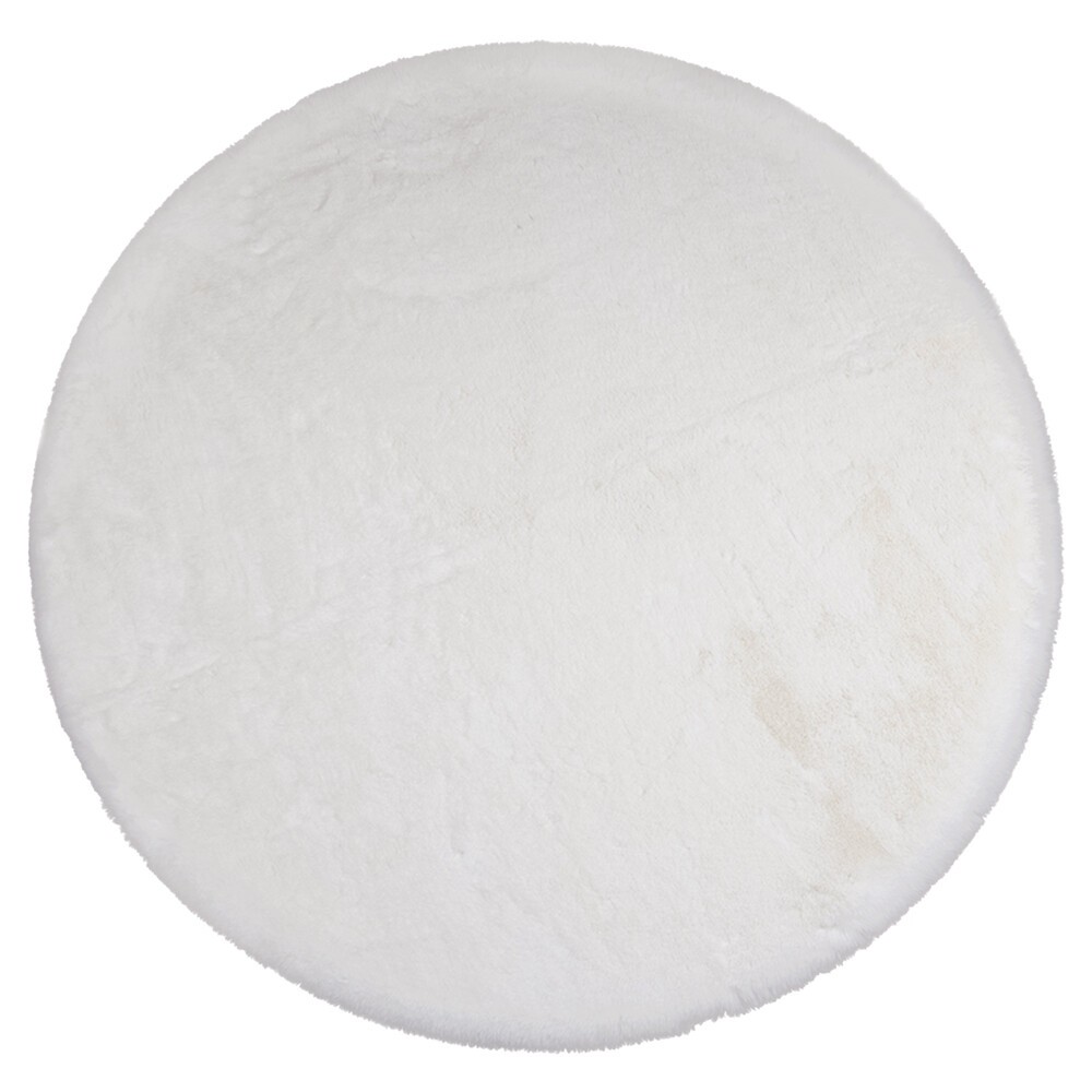 Bílý plyšový měkoučký kulatý koberec Soft Teddy White Off - Ø 120cm 