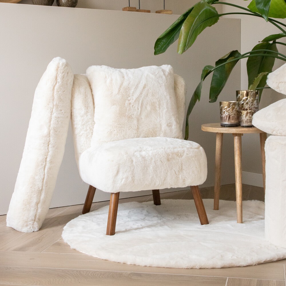 Bílý plyšový měkoučký kulatý koberec Soft Teddy White Off - Ø 120cm 