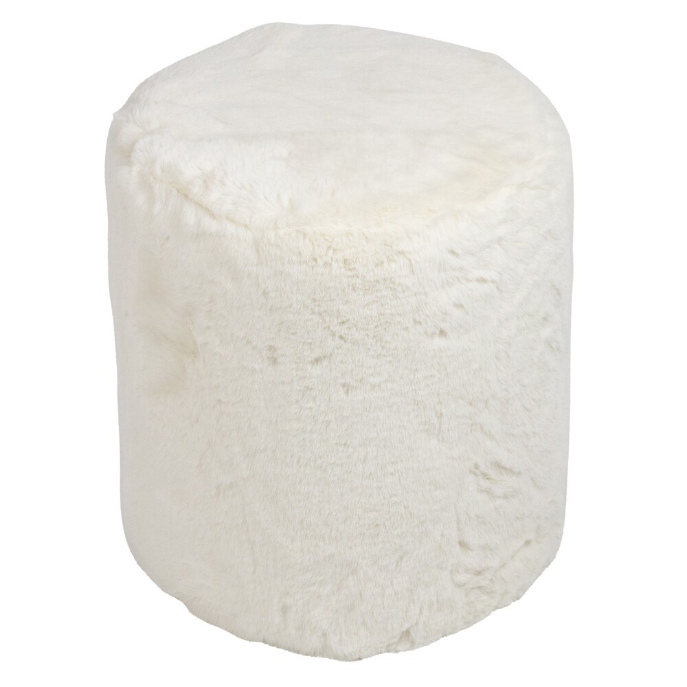 Bílý plyšový měkoučký kulatý puf Soft Teddy White Off - Ø 40*45cm 