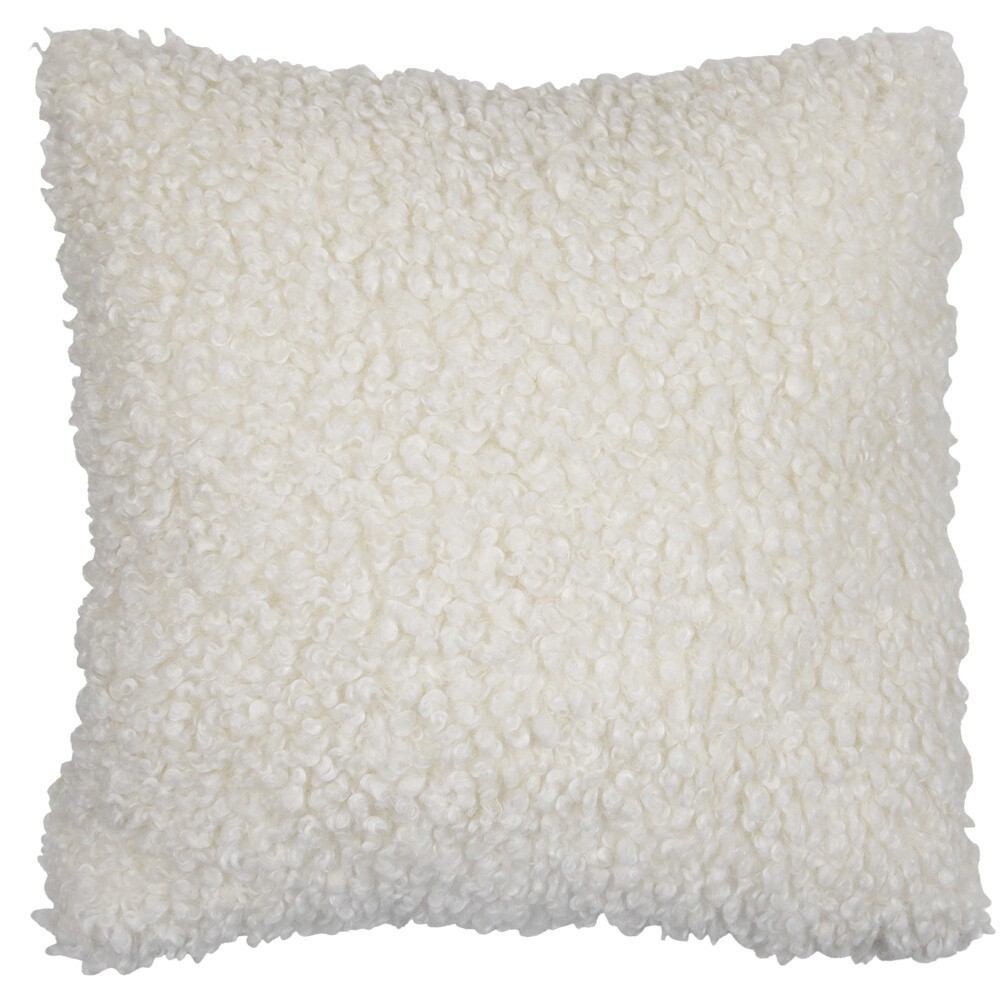 Bílý plyšový kudrnatý polštář Curly Teddy White Off - 45*15*45cm 