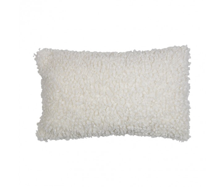 Bílý plyšový kudrnatý polštář Curly Teddy White Off - 30*15*50cm 
