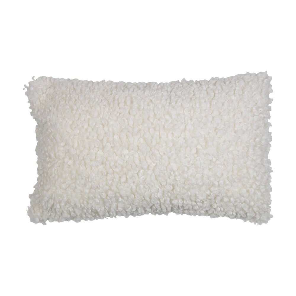 Bílý plyšový kudrnatý polštář Curly Teddy White Off - 30*15*50cm 