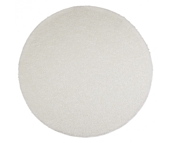 Bílý plyšový kudrnatý kulatý koberec Curly Teddy White Off - Ø 120cm 