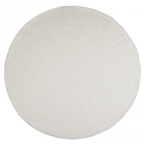 Bílý plyšový kudrnatý kulatý koberec Curly Teddy White Off - Ø 120cm 