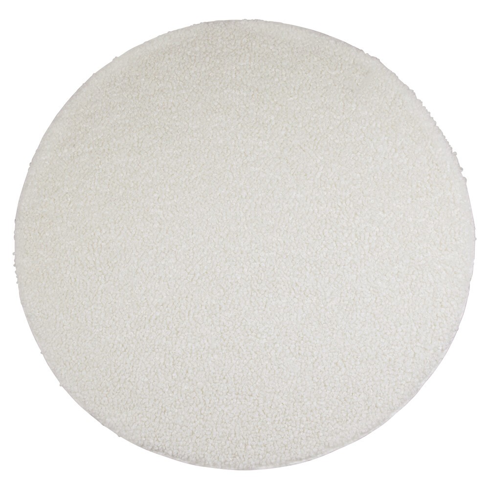 Bílý plyšový kudrnatý kulatý koberec Curly Teddy White Off - Ø 120cm  Mars & More