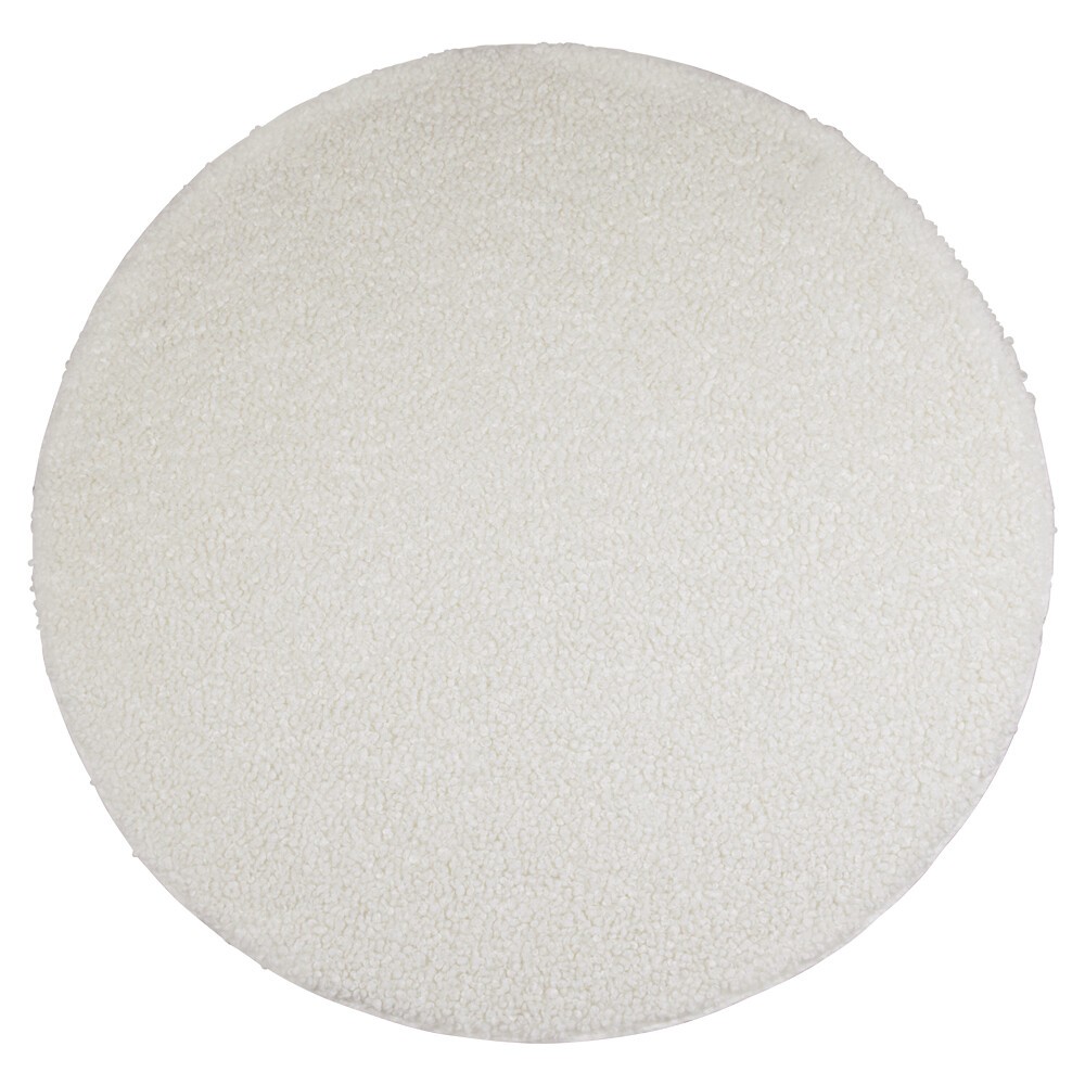 Bílý plyšový kudrnatý kulatý koberec Curly Teddy White Off - Ø 120cm 
