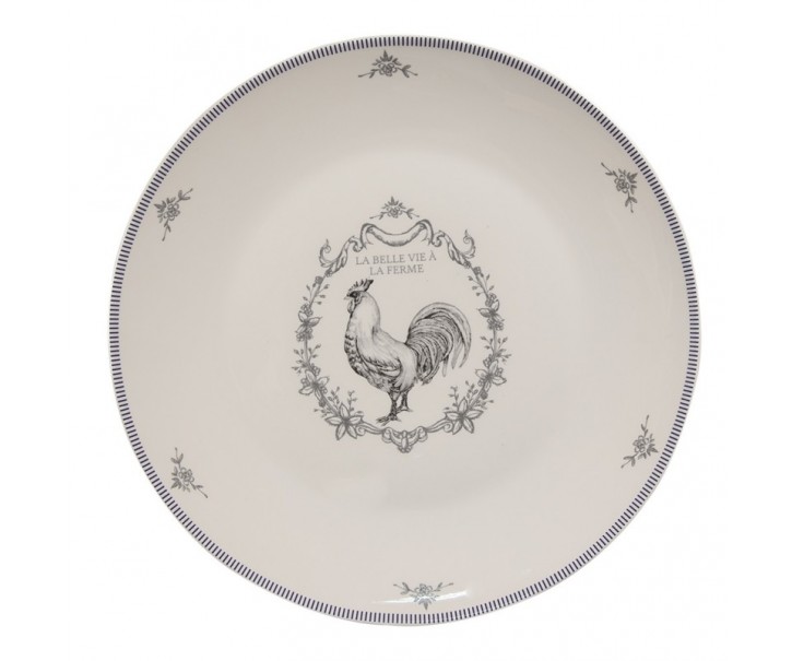 Porcelánový jídelní talíř s kohoutem Devine French Roster - Ø 26cm