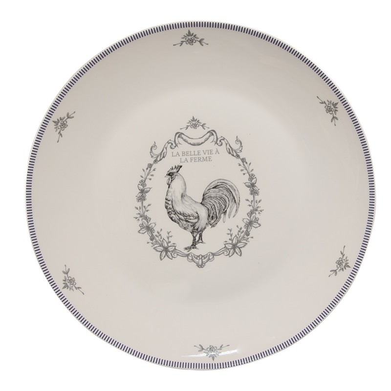 Porcelánový jídelní talíř s kohoutem Devine French Roster - Ø 26cm Clayre & Eef